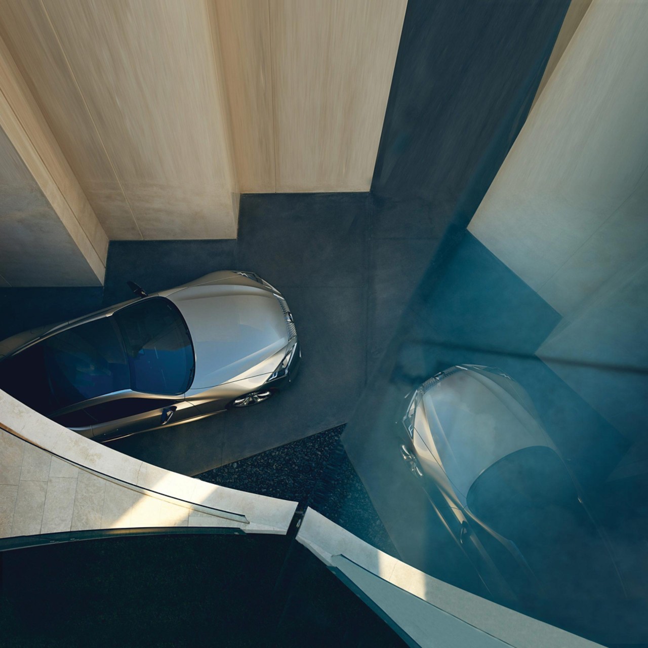 Aerial view of a Lexus car
