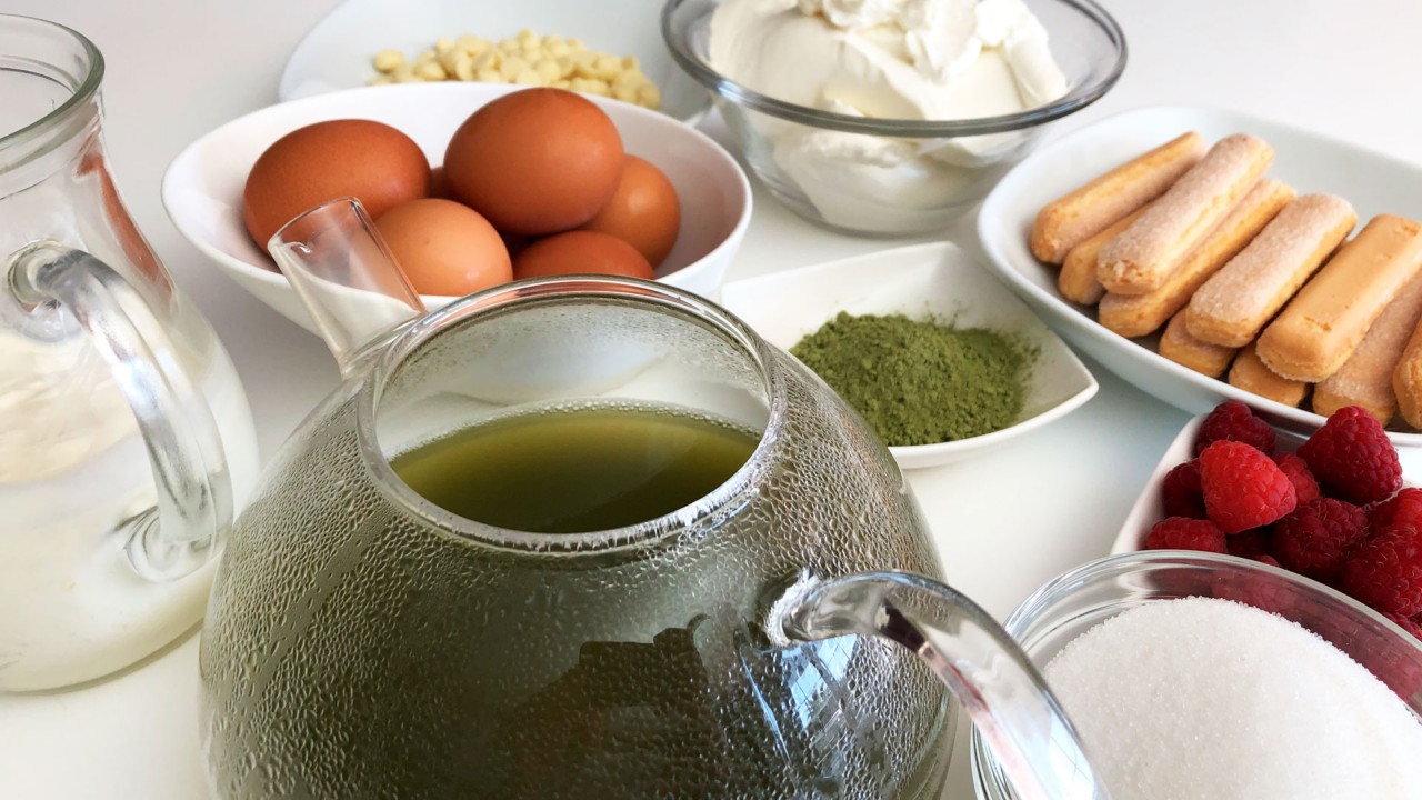 Receta de tiramisú de chocolate blanco y té matcha