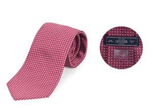 CORBATA LESTER BY LEXUS ROJA CON PUNTOS ROSA