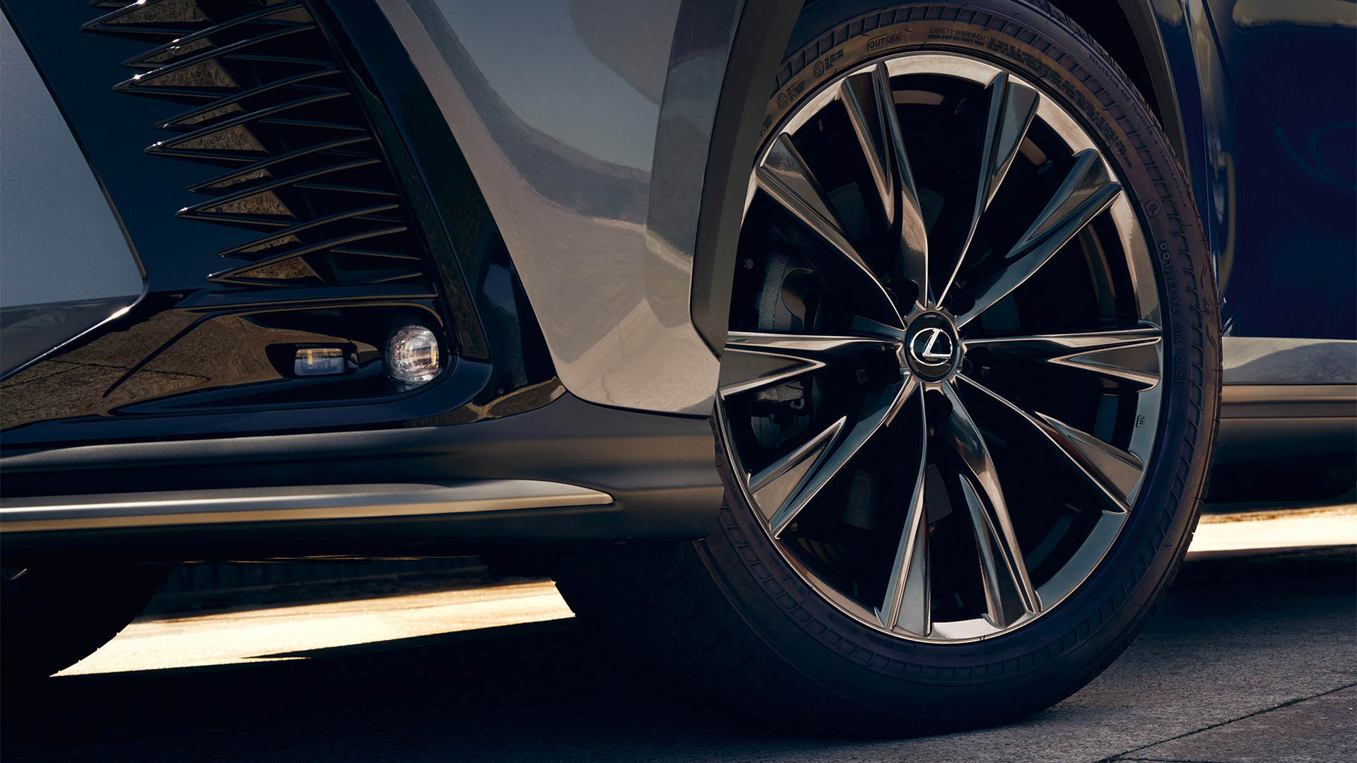 Close-up of a Lexus wheel